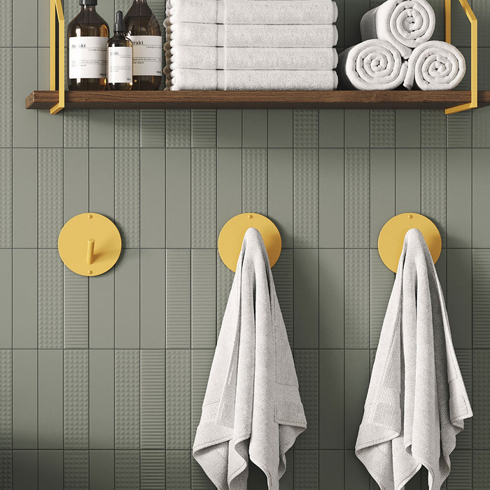Peggy Round 1 Wall Hook in matte yellow with minimalist design for strong and stylish wall hooks by Shelfology