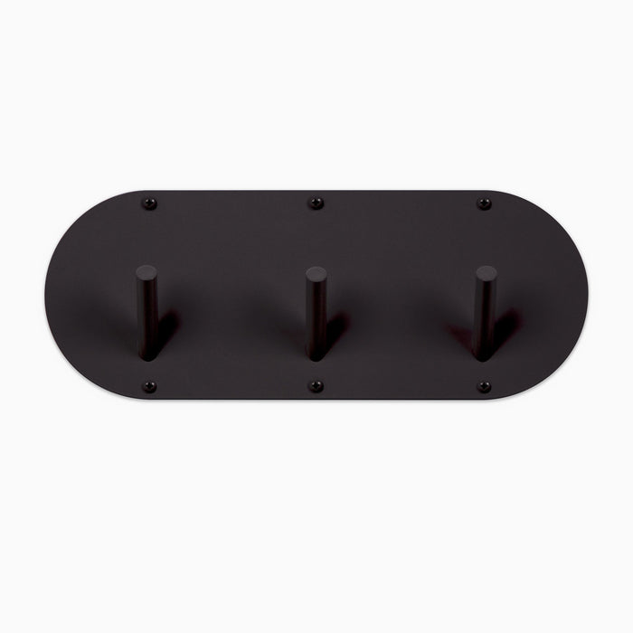 Peggy Round 3 Wall Hook in matte black steel featuring three sturdy hooks for minimalist, durable wall organization by Shelfology