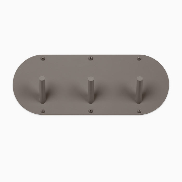 Peggy Round 3 Wall Hook in arsenic steel with three strong pegs for durable, minimalist wall organization by Shelfology