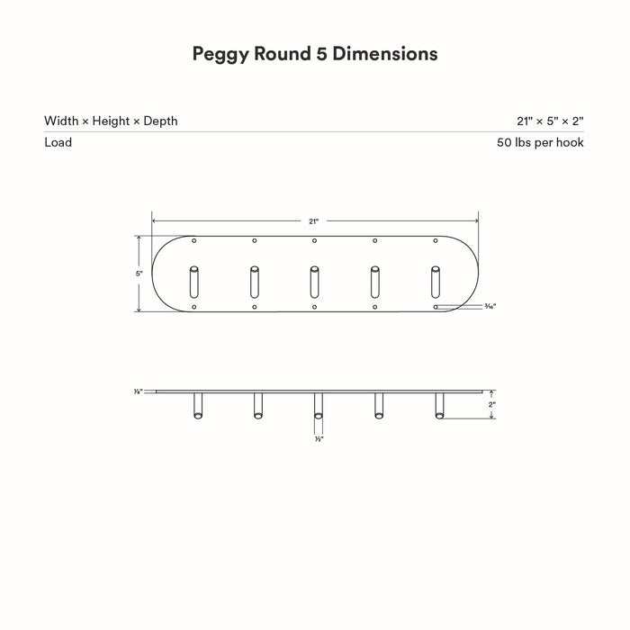 Peggy Round 5 Wall Hook in steel featuring five sturdy hooks for durable, space-saving wall organization by Shelfology