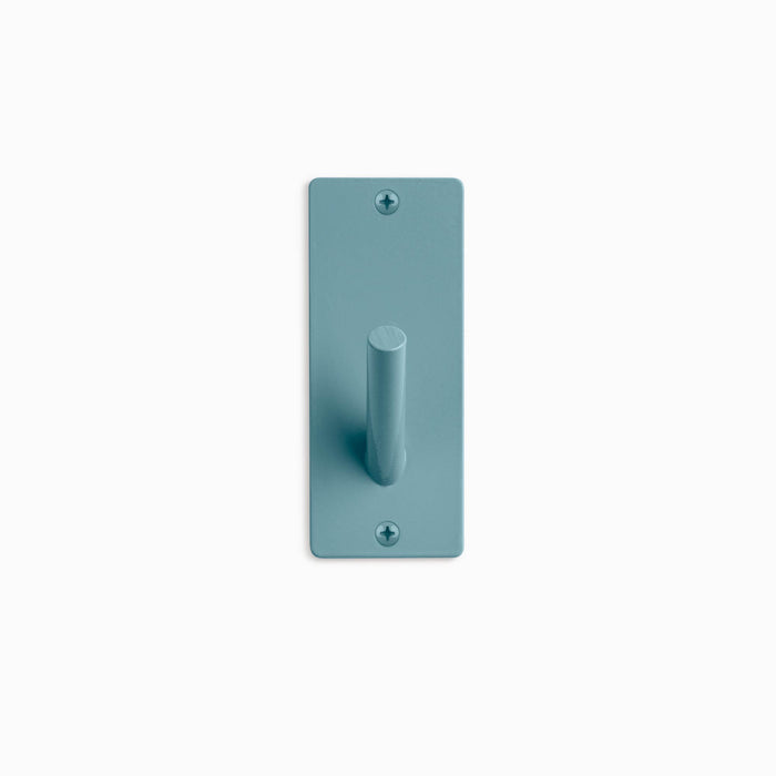 Peggy Square 1 Wall Hook in steeley blue with streamlined design for minimalist wall hooks by Shelfology