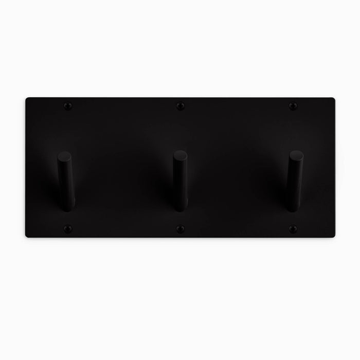 Peggy Square 3 Wall Hook in matte black steel with minimalist design for durable and functional wall hooks by Shelfology