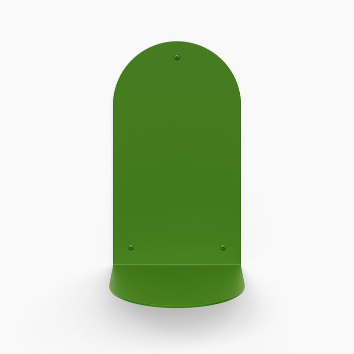 Perch Round Plant Shelf in vibrant lime green steel with sleek curved floating design for stylish wall display and organization