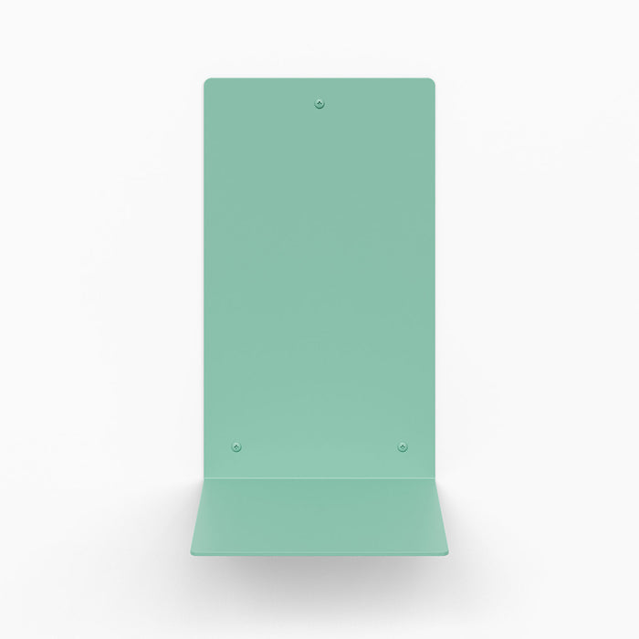 Perch Square Plant Shelf in green steel with minimalist single ledge for stylish wall display and organization