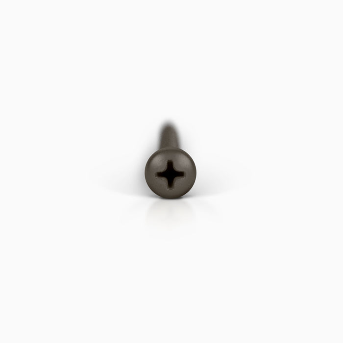Powder Coated Fasteners (12ct) in tungsten finish with Phillips head, designed for secure floating shelf hardware installation