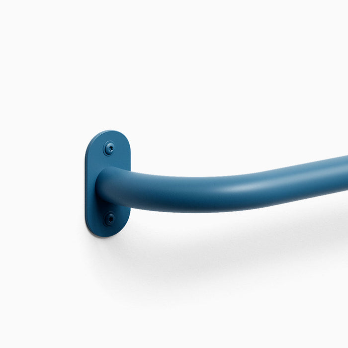 Randle 16" (New) Monkey Bars + Wall Ladder in steely blue powder-coated steel for sturdy kids’ climbing wall accessory