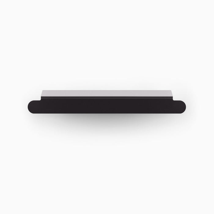 Rem Cabinet Pull - Center in matte black with sleek minimalist form designed for durable and functional floating shelf hardware