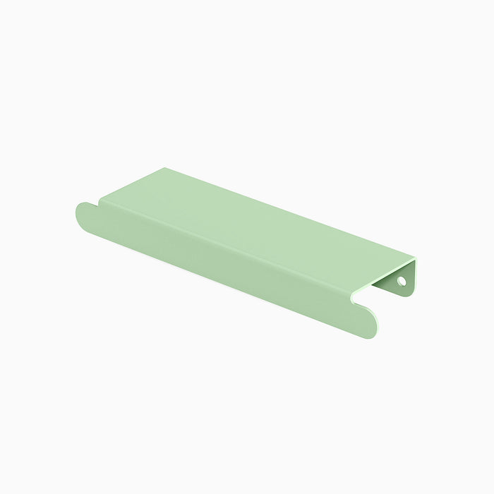 Rem Cabinet Pull - Center in soft green with simple, durable design for functional shelf and wall display hardware