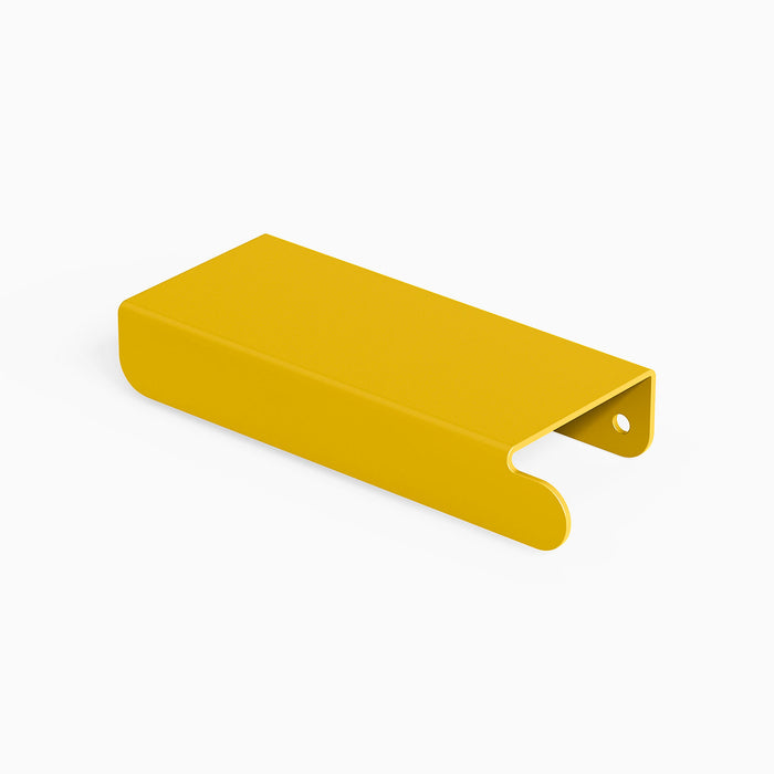 Rem Cabinet Pull - Right in vibrant yellow steel with sleek minimalist form for durable, functional cabinet hardware by Shelfology