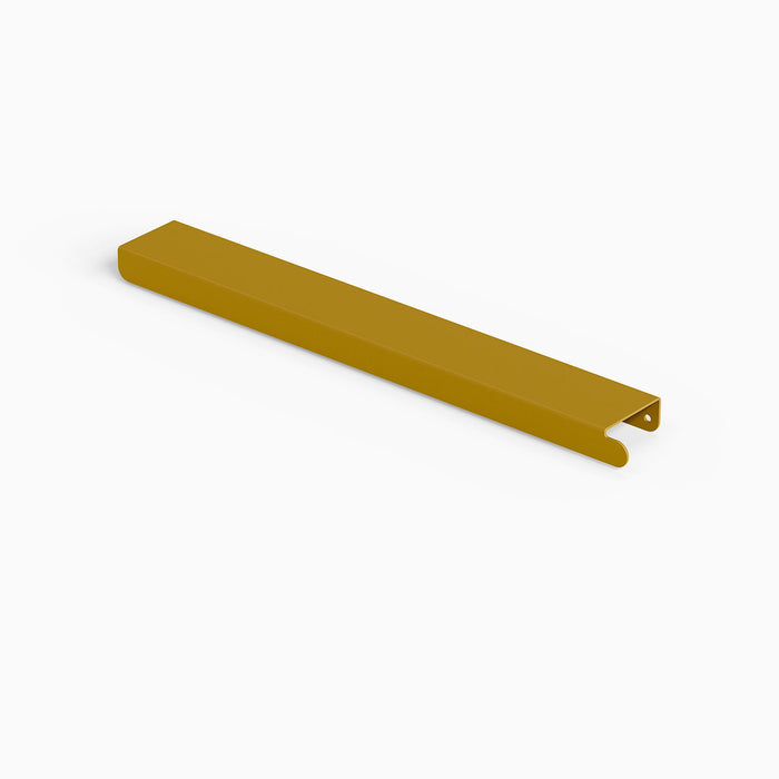 Rem Cabinet Pull - Right in mustard yellow steel with sleek minimalist form for durable, functional cabinet hardware by Shelfology
