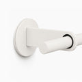 Minimalist white metal wall-mounted bracket from the Ringo Curtain Rod Kit, showcasing a sleek and functional design for versatile home organization.