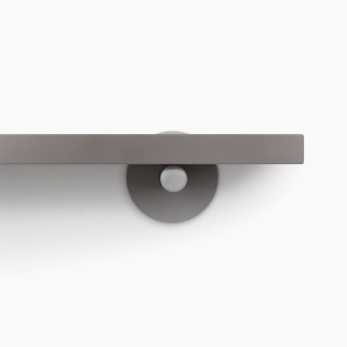 Roderick Arsenic Wall Shelf featuring a smooth arsenic finish and streamlined metal floating shelf bracket for minimalist walls