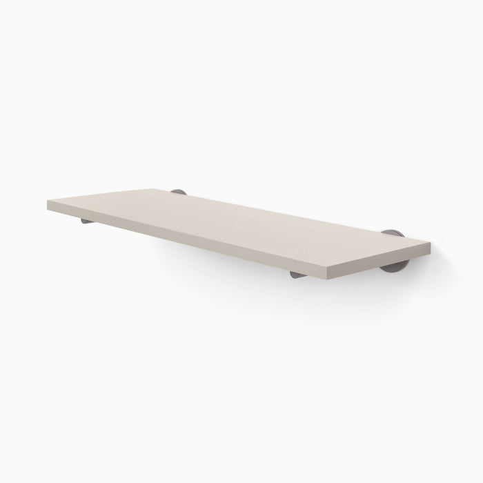 Roderick Concretey Wall Shelf with smooth concrete surface and discreet arsenic gray floating shelf brackets for modern organization