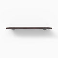 Roderick Dutch Mocha Wall Shelf with rich mocha hardwood and subtle round metal floating shelf brackets for minimalist display
