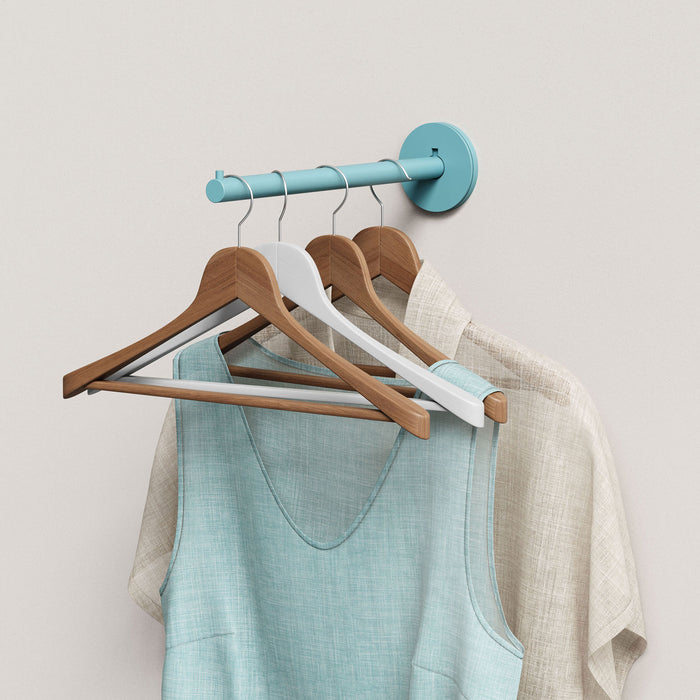 Roderick Hanger Hook in pastel blue metal with sleek design for wall hooks and practical clothing storage by Shelfology