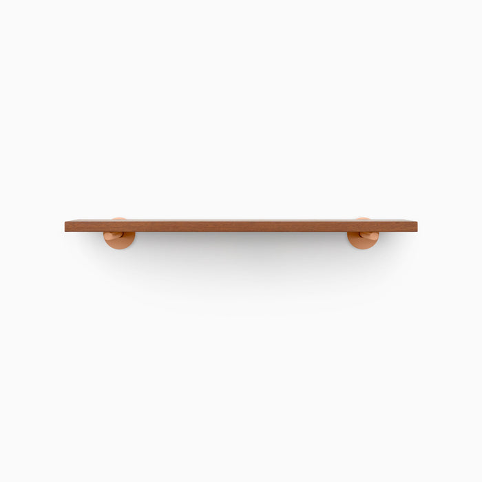 Roderick Mahogany Wall Shelf with smooth mahogany finish and matching wood floating shelf brackets for sleek wall organization
