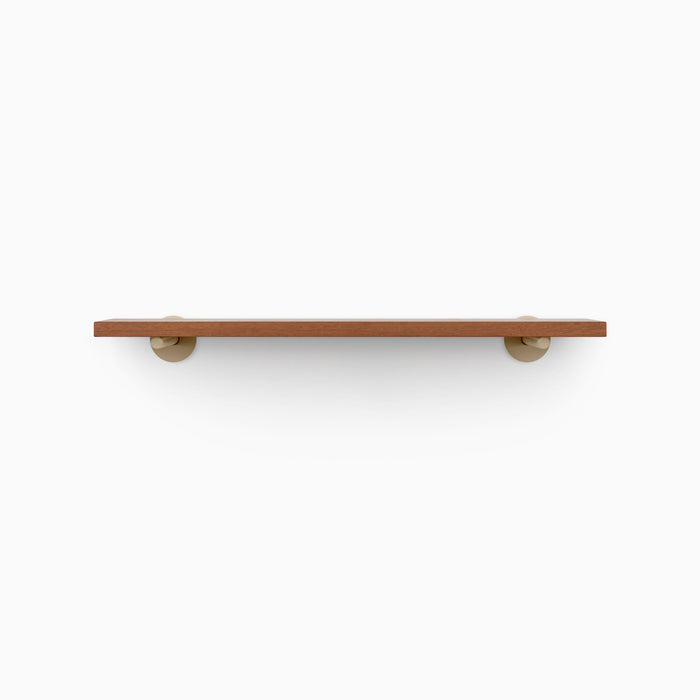 Roderick Mahogany Wall Shelf with smooth mahogany glue-up and light metal floating shelf brackets for sleek organization