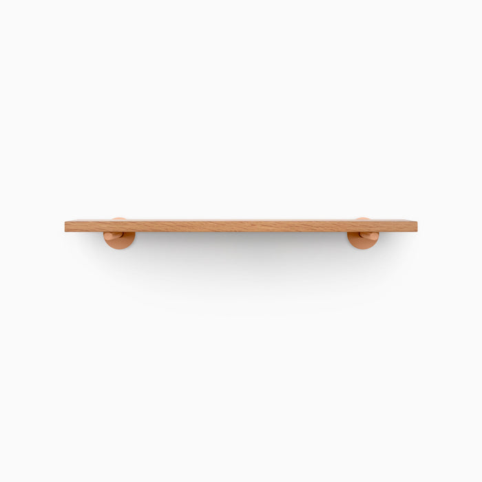 Roderick White Oak Wall Shelf with smooth white oak and minimalist round wooden floating shelf brackets for clean display