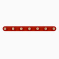 Runda Coat Rack 7 with seven solid hardwood pegs on a vibrant red steel base for versatile wall hooks and organization