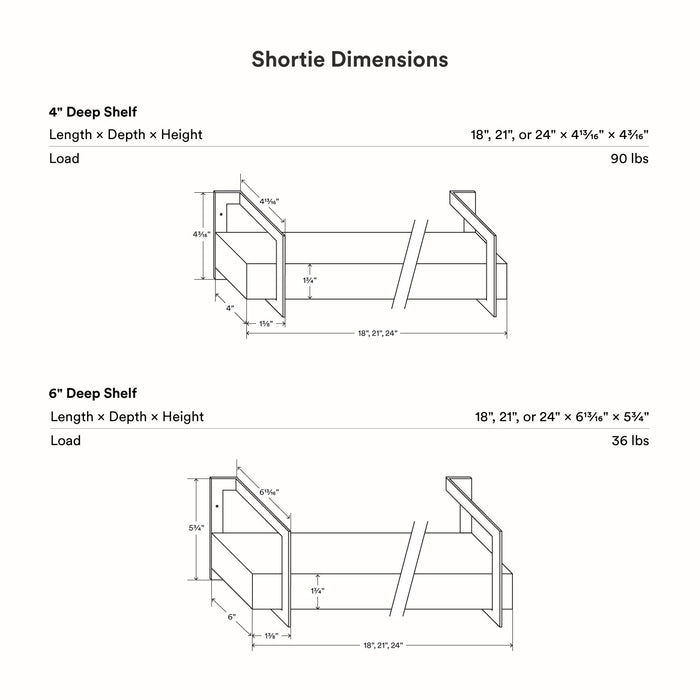 Shortie White Oak Wall Shelf with solid hardwood and steel brackets for minimalist floating shelf display and storage solutions