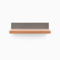 Skaksel Cherry Floating Shelf with solid cherry wood and sleek arsenic-colored steel mount for modern wall display and organization