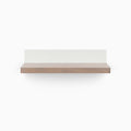 Skaksel Hatch Grey Floating Shelf with smooth grey wood ledge and sleek white steel mount for wall display and organization