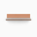Skaksel Hatch Grey Rustic Floating Shelf with solid grey rustic wood ledge and terracotta steel mount for modern wall display and organization