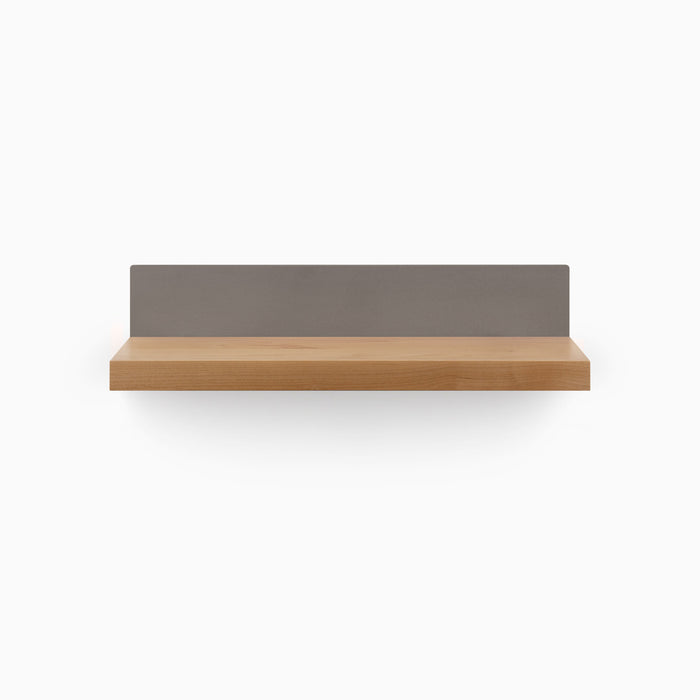 Skaksel Nutmeg Floating Shelf featuring solid hardwood with steel mount for modern wall display and organization