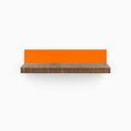 Skaksel Nutmeg Rustic Floating Shelf with solid rustic wood ledge and bold orange steel mount for functional wall display