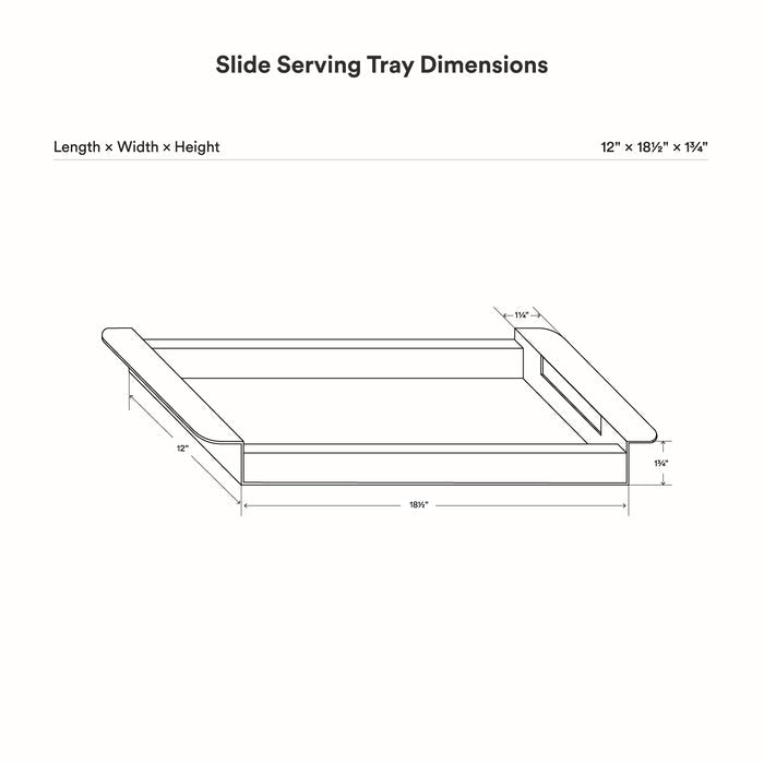 Slide Serving Tray technical line drawing showing the tray shape raised sides and recessed center