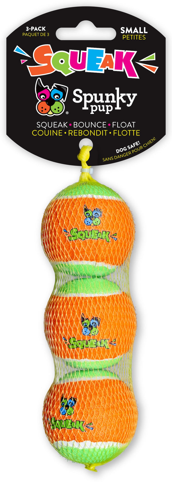 Spunky Pup Squeaky Tennis Balls Dog Toy