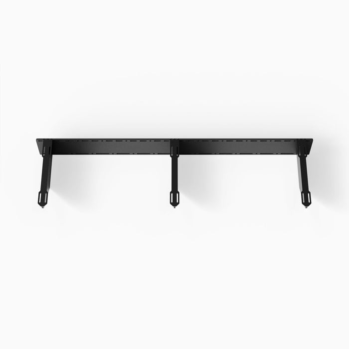 Steddy FM Floating Bench Bracket in black solid steel featuring a minimalist design for secure, durable floating shelf hardware and custom wall storage.