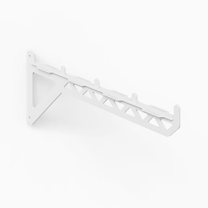 Studly Wall Storage System 2x6 Bracket in white powder-coated steel, designed for durable, minimalist support of custom floating shelves and display ledges.