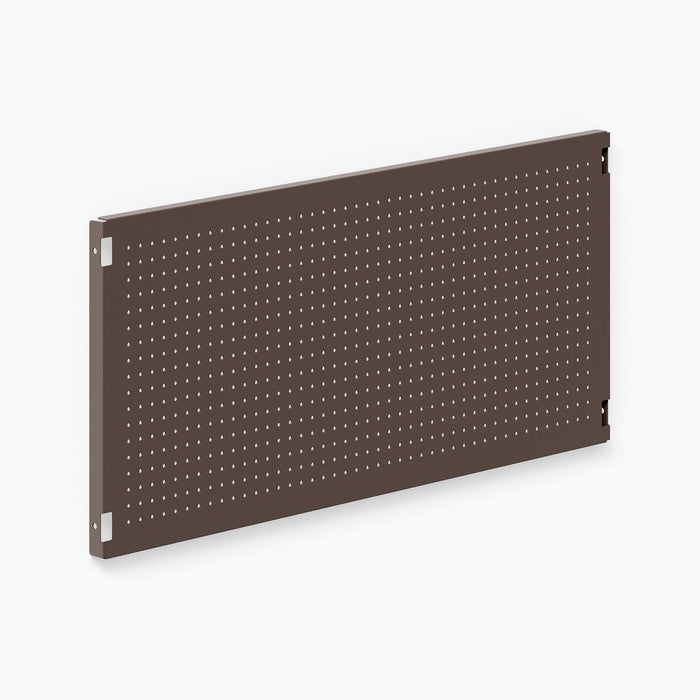 Studly Wall Storage System Pegboard Panel in arsenic silver powder-coated steel, designed for visible tool and gear organization to maximize wall space efficiently.