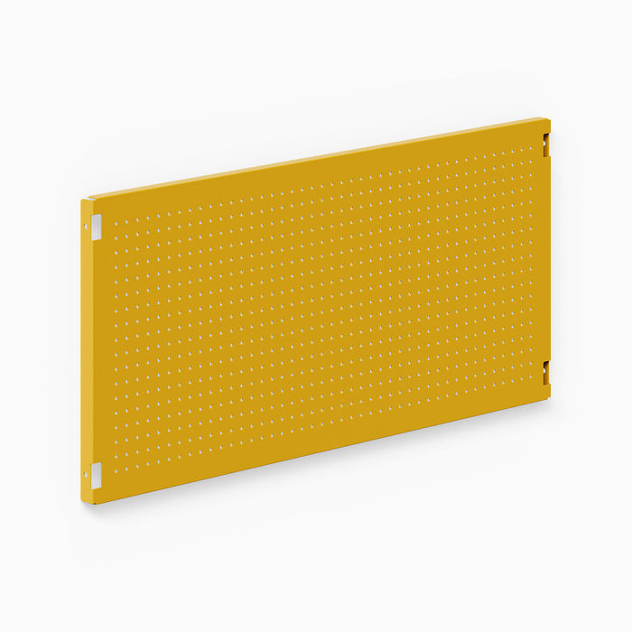 Studly Wall Storage System Pegboard Panel in honey mustard powder-coated steel, designed for durable, customizable wall tool and gear organization.