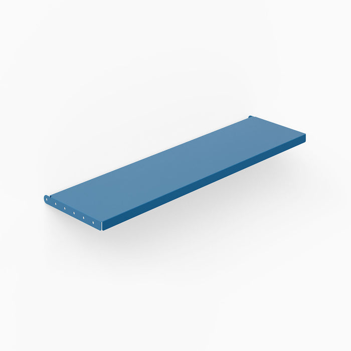 Studly Wall Storage System Steel Shelf in rich blue powder-coated steel, designed for durable, minimalist wall shelves to organize gear and essentials.