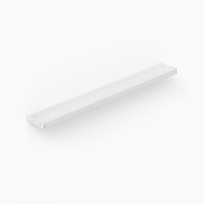 White minimalist steel tray designed for wall shelves, crafted to maximize space organization, named Studly Wall Storage System Steel Tray.