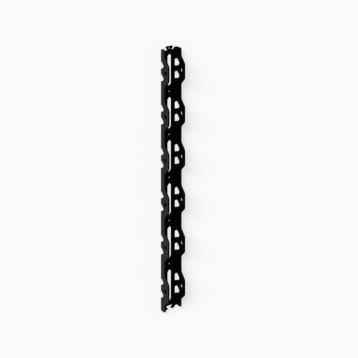 Studly Wall Storage System Vertical Rail in black powder-coated heavy-duty steel, designed as the durable backbone for customizable wall shelving and display.