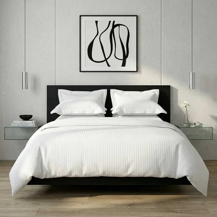 TM Home 3-Piece Striped Duvet Cover Set + 2 pillow case  – 100% Natural Cotton, Hotel-Grade Luxury Comfort