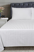 TM Home 3-Piece Striped Flat Sheet Set + 2 pillow case  – 100% Natural Cotton, 400 Thread Count – Includes 2 Hotel-Grade Pillowcases