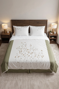 TM Home Embroidered Branches Duvet Cover – 100% Natural Cotton | 600 TC Luxury Hotel Bedding