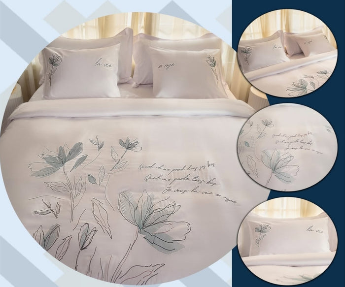 TM Home ( La Vie ) Embroidered Duvet Cover Set – 100% Natural Cotton 600 TC | Luxury Hotel Bedding