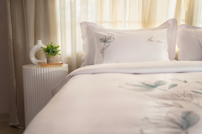 TM Home ( La Vie ) Embroidered Duvet Cover Set – 100% Natural Cotton 600 TC | Luxury Hotel Bedding
