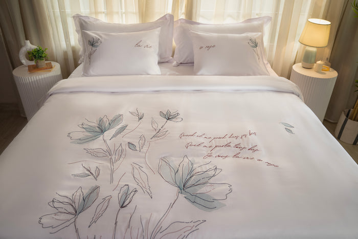 TM Home ( La Vie ) Embroidered Duvet Cover Set – 100% Natural Cotton 600 TC | Luxury Hotel Bedding