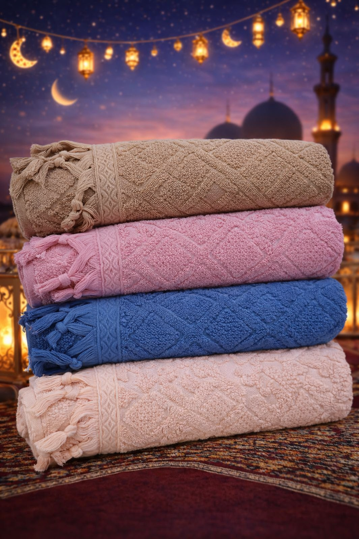 TM Home Premium Cotton Towel Set – 4 Pieces – 60×120 cm – Elegant Colors & Soft Hotel-Feel Finish