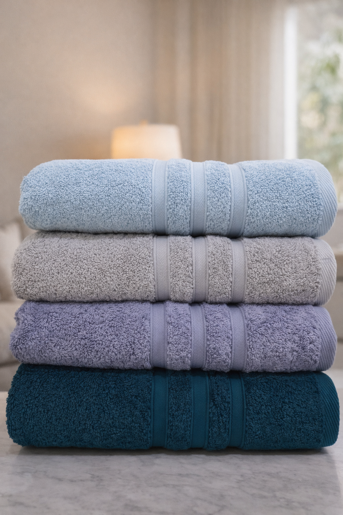 TM Home Premium Cotton Towel Set – 4 Pieces – 60×120 cm – Elegant Colors & Soft Hotel-Feel Finish