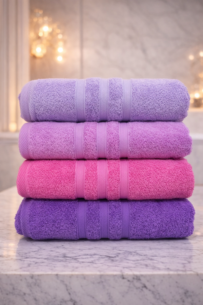 TM Home Premium Cotton Towel Set – 4 Pieces – 60×120 cm – Elegant Colors & Soft Hotel-Feel Finish