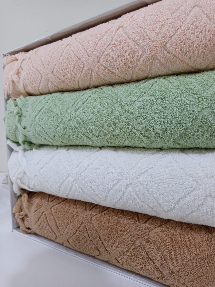 TM Home Premium Cotton Towel Set – 4 Pieces – 60×120 cm – Elegant Colors & Soft Hotel-Feel Finish