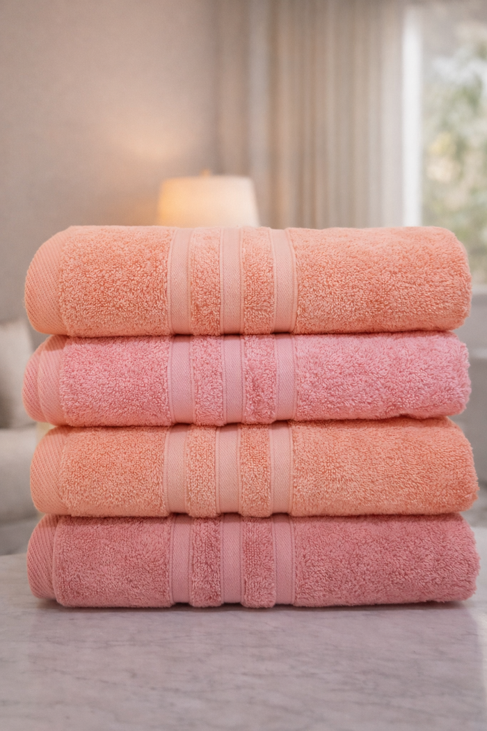 TM Home Premium Cotton Towel Set – 4 Pieces – 60×120 cm – Elegant Colors & Soft Hotel-Feel Finish