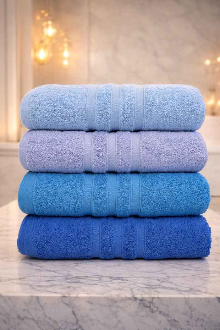 TM Home Premium Cotton Towel Set – 4 Pieces – 60×120 cm – Elegant Colors & Soft Hotel-Feel Finish